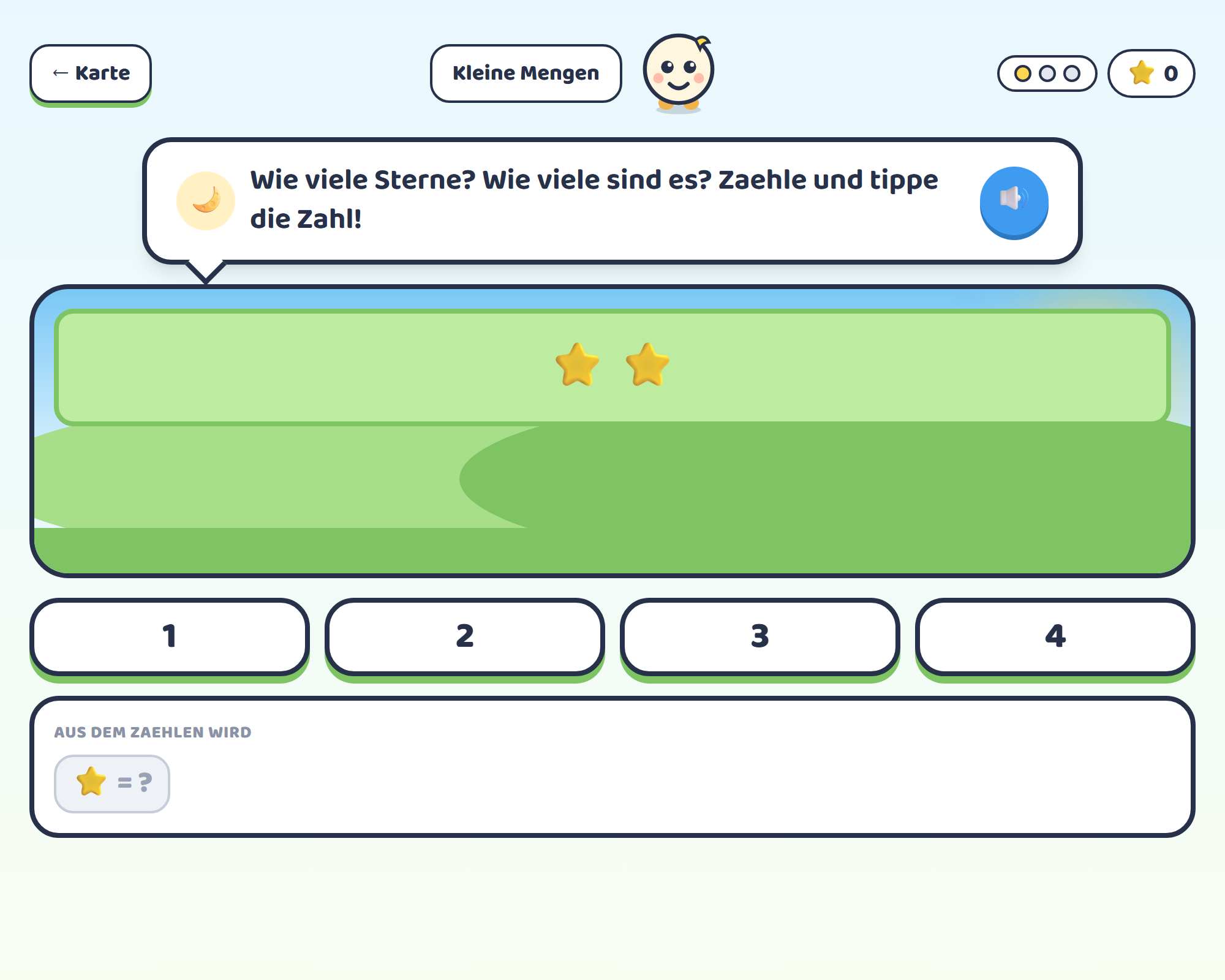 Meoluna-Lernwelt zum Thema Conditional Sentences – Zähl- und Mengen-Welt